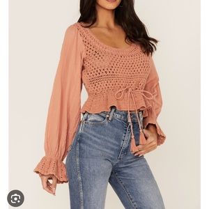NEW Free People Megan Crochet Top - Coral